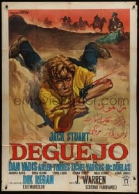 2x744 DEGUEJO Italian 1p 1966 great spaghetti western art of Jack Stuart with gun on ground!