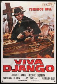 2x750 DJANGO PREPARE A COFFIN Italian 1p R1980s Casaro art of Terence Hill as Django by coffin!