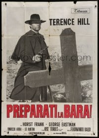 2x749 DJANGO PREPARE A COFFIN Italian 1p 1968 cool c/u of Terence Hill as Django with gun by grave!