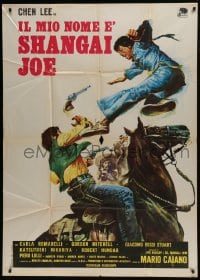 2x754 DRAGON STRIKES BACK Italian 1p 1972 Il mio nome e Shanghai Joe, cool kung fu western art!