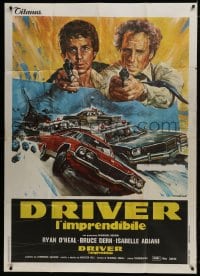 2x755 DRIVER Italian 1p 1978 Walter Hill, different art of Ryan O'Neal & Bruce Dern by Iaia!
