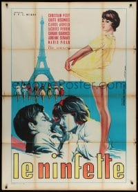 2x773 FIRST TASTE OF LOVE Italian 1p 1960 art of sexy Colette Descombes by the Eiffel Tower, rare!