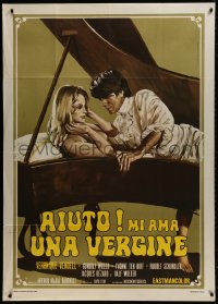 2x811 HOW TO PLAY THE SEDUCTION GAME Italian 1p 1970 wacky art of couple making love in piano!
