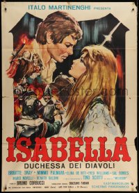 2x819 ISABELLA DUCHESS OF THE DEVILS Italian 1p 1969 Brigitte Skay, great romantic artwork!