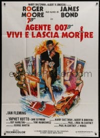 2x844 LIVE & LET DIE Italian 1p R1970s McGinnis art of Roger Moore as James Bond & sexy tarot cards!