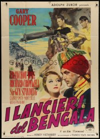 2x845 LIVES OF A BENGAL LANCER Italian 1p R1957 different Nistri art of Gary Cooper & Burke, rare!