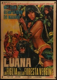 2x855 LUANA Italian 1p 1968 completely different art of sexy female Tarzan & jungle cat!