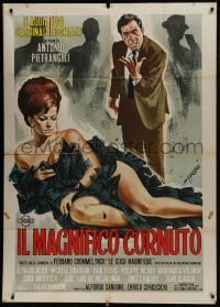 2x857 MAGNIFICENT CUCKOLD Italian 1p 1965 Symeoni art of sexy Claudia Cardinale in slinky dress!