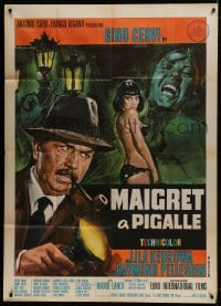 2x858 MAIGRET AT THE PIGALLE Italian 1p 1966 Mario Landi's Maigret a Pigalle, art by Gasparri!