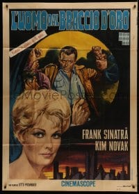 2x860 MAN WITH THE GOLDEN ARM Italian 1p R1967 different art of drug addict Frank Sinatra & Novak!