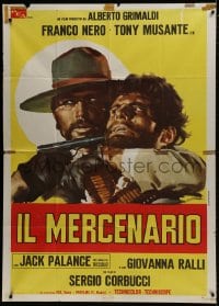 2x865 MERCENARY Italian 1p 1969 Il Mercenario, Olivetti art of Tony Mustante & Franco Nero!