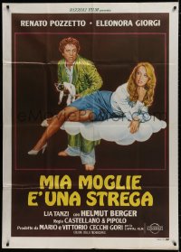 2x866 MIA MOGLIE E UNA STREGA Italian 1p 1980 art of Renato Pozzetto w/ cat & sexy Eleonora Giorgi!