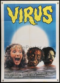 2x874 NIGHT OF THE ZOMBIES Italian 1p 1984 wacky different image of creepy severed heads, Virus!