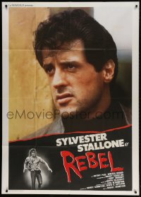 2x875 NO PLACE TO HIDE Italian 1p R1984 super c/u of Rebel Sylvester Stallone in an early role!