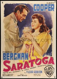 2x914 SARATOGA TRUNK Italian 1p R1954 Martinati art of Gary Cooper & Ingrid Bergman, ultra rare!