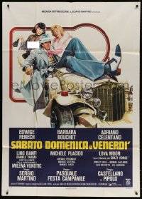 2x915 SATURDAY, SUNDAY AND FRIDAY Italian 1p 1979 sexy Edwige Fenech & Barbara Bouchet on car!
