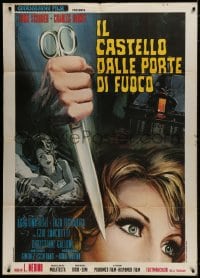 2x921 SCREAM OF THE DEMON LOVER Italian 1p 1971 Roger Corman, Casaro art of scared woman & scissors!