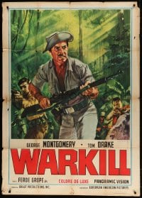 2x983 WARKILL Italian 1p 1968 different art of George Montgomery in the jungle by Piovano!