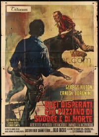 2x149 BULLET FOR SANDOVAL Italian 2p 1969 Ciriello spaghetti western art of Borgnine gored by bull!