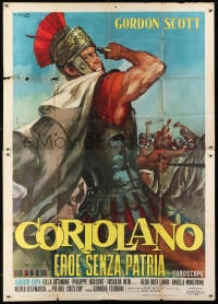 2x166 CORIOLANUS: HERO WITHOUT A COUNTRY Italian 2p 1964 Ciriello art of warrior Gordon Scott!