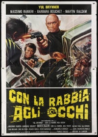 2x176 DEATH RAGE Italian 2p 1978 great art of tough Yul Brynner with gun shooting bad guys!