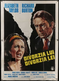 2x187 DIVORCE HIS DIVORCE HERS Italian 2p 1973 different art of Elizabeth Taylor & Richard Burton!