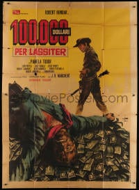2x189 DOLLARS FOR A FAST GUN Italian 2p 1966 Putzu spaghetti western art of dead guy on cash pile!
