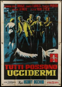 2x200 EVERYBODY WANTS TO KILL ME Italian 2p 1957 Symeoni art of top stars in alley by dead body!