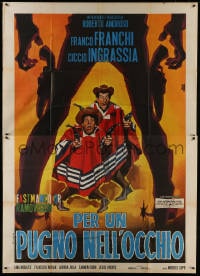 2x204 FISTFUL OF KNUCKLES Italian 2p 1965 Franco & Ciccio, wacky spaghetti western art by Deseta!