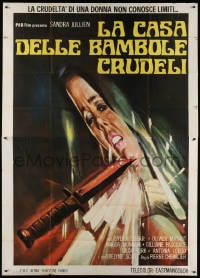 2x232 HOUSE OF THE LOST DOLLS Italian 2p 1974 art of knife at scared Sandra Julien's neck, rare!
