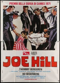 2x248 JOE HILL Italian 2p 1972 art of union organizer Thommy Berggren being beaten, Bo Widerberg!