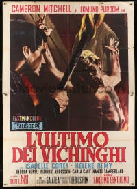 2x255 LAST OF THE VIKINGS Italian 2p 1962 L'ultimo dei Vikinghi, wild torture art by Enzo Nistri!