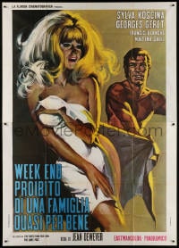 2x258 LES JAMBES EN L'AIR Italian 2p 1971 great art of naked man & woman fooling around!