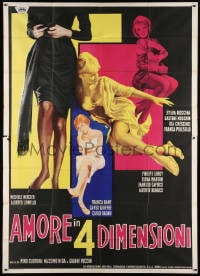 2x269 LOVE IN FOUR DIMENSIONS Italian 2p 1964 Michele Mercier, artwork montage of sexy ladies!
