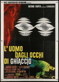 2x274 MAN WITH ICY EYES Italian 2p 1971 Antonio Sabato, sexy Barbara Bouchet, cool crime artwork!