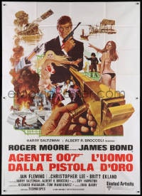 2x275 MAN WITH THE GOLDEN GUN Italian 2p 1974 art of Roger Moore as James Bond by Robert McGinnis!