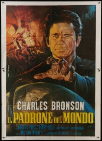 2x276 MASTER OF THE WORLD Italian 2p R1971 Jules Verne, different Piovano art of Charles Bronson!