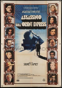 2x281 MURDER ON THE ORIENT EXPRESS Italian 2p 1974 great different art of train & top cast!