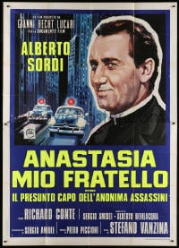 2x282 MY BROTHER ANASTASIA Italian 2p 1973 art of priest Alberto Sordi & police cars, dayglo!