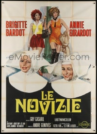2x285 NOVICES Italian 2p 1971 great Ciriello art of nun Brigitte Bardot & Annie Girardot, rare!
