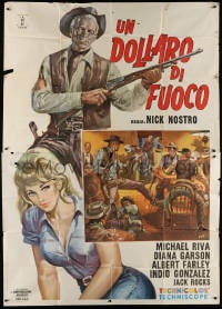 2x289 ONE DOLLAR OF FIRE Italian 2p 1967 spaghetti western art of cowboy w/gun & sexy blonde, rare!