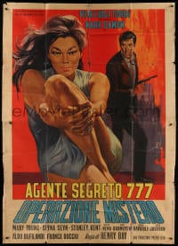 2x316 SECRET AGENT 777 Italian 2p 1965 art of spy Mark Damon with gun behind sexy Mary Young, rare!