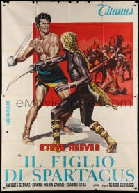 2x331 SLAVE Italian 2p 1967 art of Steve Reeves as Son of Spartacus fighting guy in leopardskin!