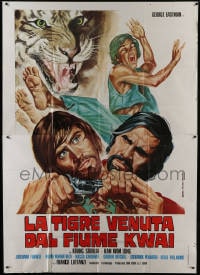 2x351 TIGER FROM RIVER KWAI Italian 2p 1975 George Eastman, cool kung fu art by Zanca!
