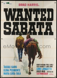 2x359 WANTED SABATA Italian 2p 1970 spaghetti western art of Brad Harris with dead guy on horse!