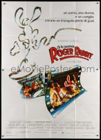 2x363 WHO FRAMED ROGER RABBIT Italian 2p 1988 Robert Zemeckis, Bob Hoskins, sexy Jessica Rabbit!