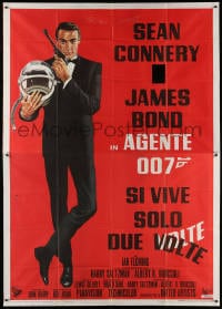 2x370 YOU ONLY LIVE TWICE Italian 2p 1967 art of Sean Connery as James Bond w/gun & helmet, rare!