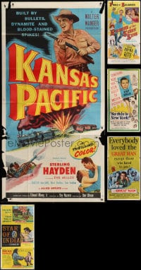 2y310 LOT OF 6 FOLDED THREE-SHEETS 1940s-1950s great images from a variety of different movies!