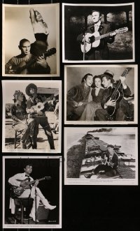 2y549 LOT OF 6 8X10 STILLS OF STARS WITH GUITARS 1940s-1970s Yul Brynner, Danny Kaye & more!