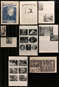 2y001 LOT OF 9 METROPOLIS NEWSPAPER AND MAGAZINE PAGES 1927 great images & articles, Fritz Lang!
